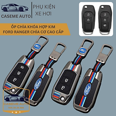 Ốp Chìa Khóa Hợp Kim Ford Ranger XLS, XLT (2019-2024), Wildtrak (2015-2018) Chìa Cơ 2 Nút , 3 Nút - Hàng Nhập Khẩu
