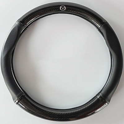 Bọc vô lăng TTAUTO cho xe ô tô từ 4 đến 7 chỗ chất liệu da vân carbon cao cấp có logo MAZDA (Đen)
