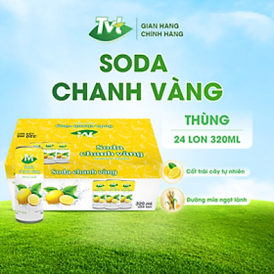 [Thùng 24 lon 320ml] Soda Chanh VàngTVT - Nước cốt chanh vàng tự nhiên cùng soda nhẹ nhàng