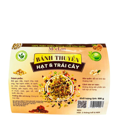 Bánh thuyền hạt dinh dưỡng MộcLan loại Vip mix các loại hạt hỗ trợ giảm cân ăn kiêng - 250g, 500g