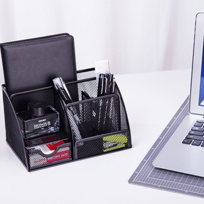 Hộp đựng bút để bàn Văn Phòng Phẩm NASI NS06 nhiều ngăn bằng thép sơn tĩnh điện cứng chắc khay đựng kệ để bút học sinh 