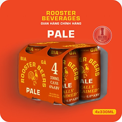 Bia thủ công | Rooster Beers Pale (Bia Gà Pale) Lốc 4 lon x 330ml
