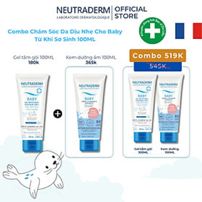 Combo Gel tắm dịu nhẹ và kem dưỡng ẩm cho Baby Neutraderm