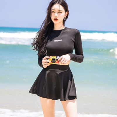 Đồ Bơi Tay Dài Chống Nắng Lưng Áo Cao Váy Xòe AT188 MayHomes, Thun Lạnh Co Giãn Tốt, Bền Chắc