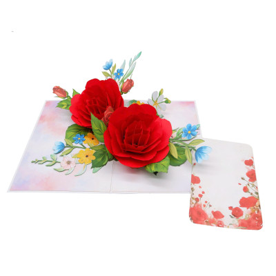 Thiệp 3D Hoa Hồng Đỏ Sang Trọng – Thiệp Pop Up Lãng Mạn, Tặng Sinh Nhật, Lễ Tình Nhân, 8/3, 20/10, F58