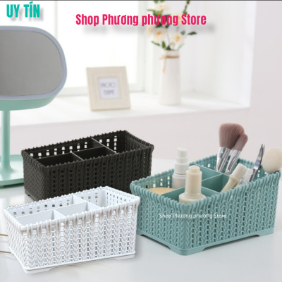 KHAY NHỰA LUXURY GIẢ MÂY HÀN QUỐC / KHAY CẮM BÚT & CARD VĂN PHÒNG KHAY ĐỂ MỸ PHẨM ĐÁNG YÊU XINH XINH M-SL4005