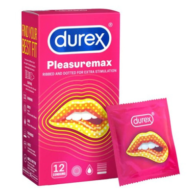 Bao Cao Su Có Gân Gai Durex Pleasuremax - 12s - Size Lớn 56mm - Nhập Khẩu Thái Lan