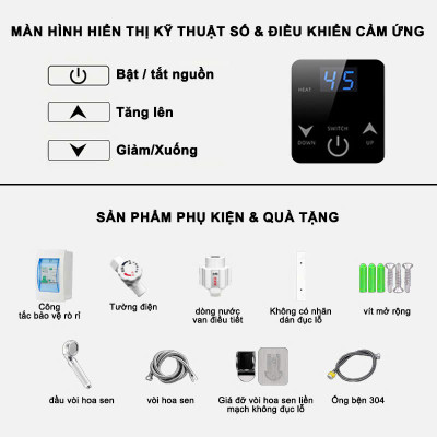 Máy nước nóng trực tiếp có cài đặt nhiệt độ, làm nóng tức thì, siêu bền(TẶNG ÁT CHỐNG GIẬT)