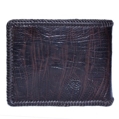 HC2417 - Bóp nam Huy Hoàng da đà điểu đan viền màu nâu đất