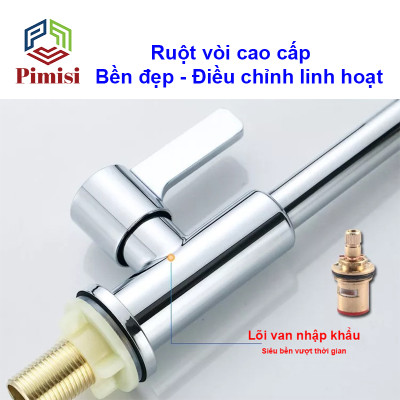 Vòi Rửa Chén Lạnh Pimisi PVB-21+DC Inox 304 Sáng Bóng Cho Chậu Rửa Chén Bát 1-2 Hố, Đơn 1 Đường Nước | Chính Hãng