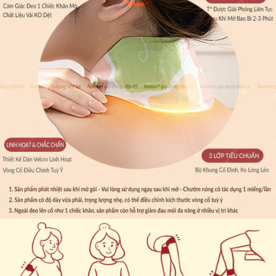 Đai Dán Nóng Chườm Cổ Vai Gáy Hamart Xông Hơi Nhiệt Giảm Đau Thư Giãn Cổ Vai Gáy Hiệu Quả