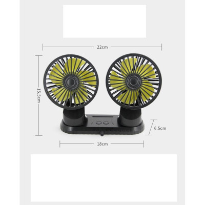 Quạt Đôi Mini Xoay 360 Độ Cổng USB Dùng Cho Ô Tô 12V/24V, Bàn Làm Việc