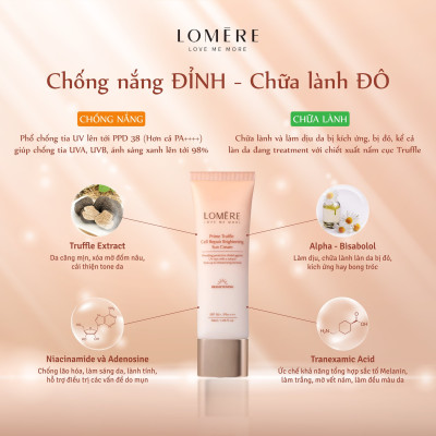 Kem chống nắng nâng tông phổ rộng Lomere Prime Trufle Cell Repair Brightening Sun Cream 50ml
