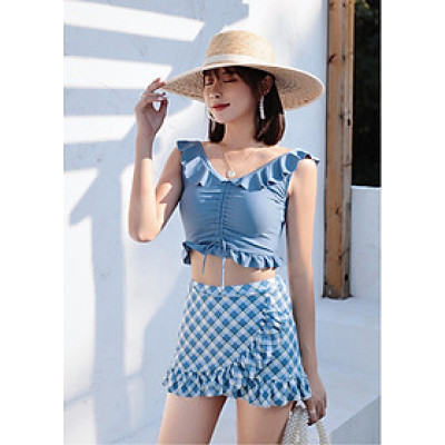 Bộ bơi bikini nữ 2 mảnh cao cấp gợi cảm, áo gọng mềm nâng đẩy dễ chịu, quần váy cách điệu xinh xắn, chất bơi Lycra siêu đẹp | KT046