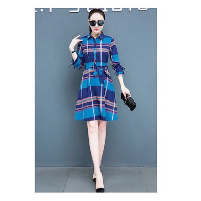 Đầm sơ mi nữ Haint Boutique, đầm công sở thiết kế kẻ caro to dáng xoè Da27