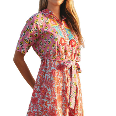 Đầm Sơ Mi Thêu Kết Cườm Cotton Isla Bonita