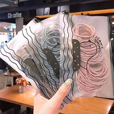  Set 100 Cái Chun Buộc Tóc Hàn Quốc Trơn Nhiều Màu Kèm Túi Zip 93HEY CBT01