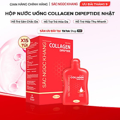 (New) Nước uống Collagen dipeptide 15 túi Sắc Ngọc Khang tinh khiết nhập khẩu từ Nhật Bản, đạt chuẩn hàm lượng hấp thụ nhanh & vượt trội giúp trẻ hóa làn da - săn chắc và sáng mịn