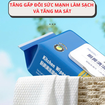Giấy Ướt Lau Bếp Siêu Sạch Gói 80 Tờ To Chứa Vitamin E Không Độc Hại Không Kích Ứng Da Giúp Loại Bỏ Dầu Mỡ, Khăn Ướt Đa Năng Siêu Dai - Chính Hãng