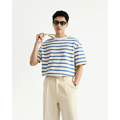 Áo thun nam tay ngắn sọc ngang lớn jacquard Form loose - RT 10S25TSS050 | ROUTINE CÀ MAU