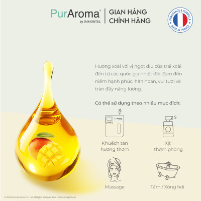 (Đậm Đặc | Chai Lớn) Tinh dầu HƯƠNG XOÀI nguyên chất PurAroma by IMMORTEL - Chính hãng Pháp