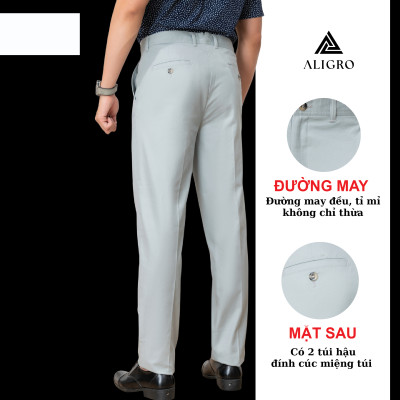 Quần kaki nam ALIGRO chất liệu kaki mềm mịn cao cấp dáng slimfit màu ghi sáng ALGK074