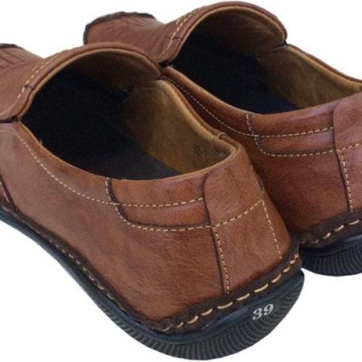 Giày mọi nam Trường Hải màu vàng bò da bò thật cao cấp không bong tróc đế cao su chống mòn không trơn GMTH095