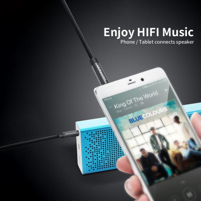 Cáp âm thanh AUX 3.5mm gắn trên ô tô Male to Male nổi có dệt vải cho PC điện thoại