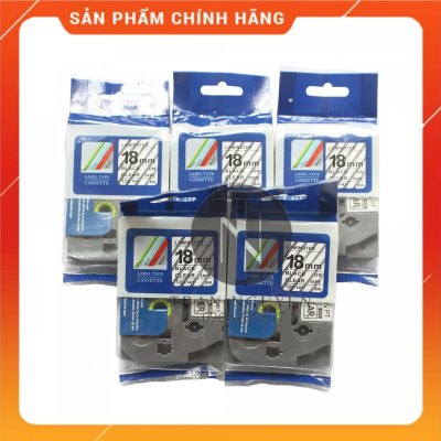 [Combo 3 hộp] Nhãn In đa lớp Tz2-141 - Đen nền trong 18mm x 8m - Hàng nhập khẩu