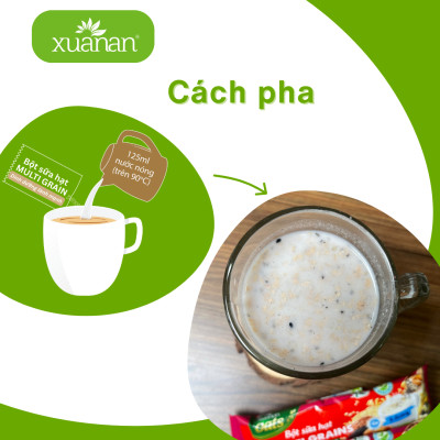 Bột Sữa Hạt Multi Grains Xuân An[ít đường]Túi 400g(25g*16 gói)(Tặng Kèm 1 Túi Yến Mạch 150G)