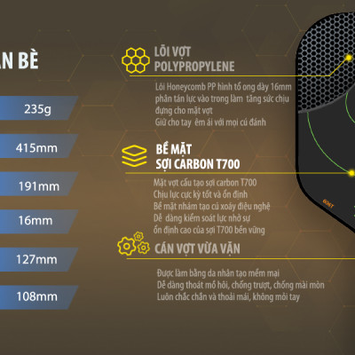 VỢT PICKLEBALL MAXVI X3 PRO MẶT CARBON DÀNH CHO NGƯỜI CHƠI THƯỜNG XUYÊN