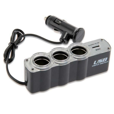 ROGTZ - Bộ Chia Tẩu Ô Tô 3 Tẩu 1 Cổng USB Dòng 5A Điện áp 12V-14V Chiều dài 70cm Chia sẻ nguồn điện trên xe Sạc nhanh 500mA cho cổng USB Tương thích nhiều dòng xe Chất liệu cao cấp TÍch hợp chip bảo vệ quá tải An toàn Dễ sử dụng - Hàng Chính Hãng