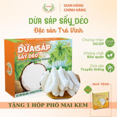 Dừa sáp sấy dẻo VICOSAP nguyên chất ít ngọt béo thơm đặc sản Trà Vinh