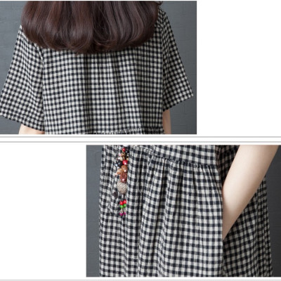 Đầm Váy Nữ Dáng Xòe Họa Tiết Sọc Caro Cổ Sơ Mi Tay Ngắn Mặc Đi Làm, Đi Dạo Phố Haint Boutique Da158