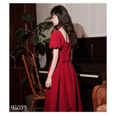 Váy đầm xòe dự tiệc cổ vuông tay phồng xếp li đính hạt ngọc sang trọng thanh lịch có bigsize mẫu mới giá rẻ đẹp hót hít