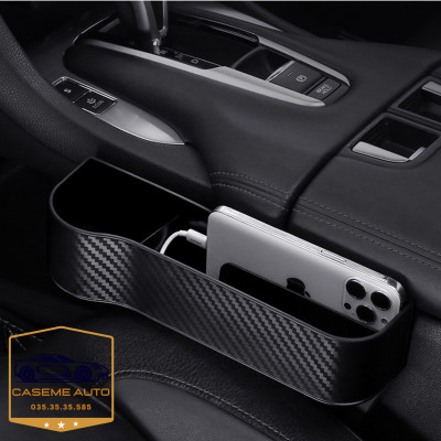 Khay Đựng Đồ Đa Năng Gắn Khe Ghế Ngồi Xe Hơi Tiện Dụng - Chất Liệu Nhựa ABS Vân Carbon Đựng Cốc , Điện Thoại Tiện Ích - Hàng Nhập Khẩu