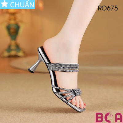 Sandal nữ hở mũi cao 6 phân RO675 ROSATA tại BCASHOP quai ngang đính kim sa phong cách sang trọng và quyến rũ