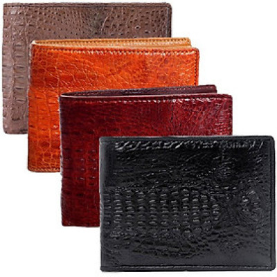 Ví nam Huy Hoàng da cá sấu nguyên con nhỏ màu đen, nâu đỏ, vàng bò, nâu đất HC2225-26-27-47