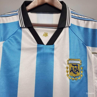 Áo Bóng Đá Retro Tuyển Argentina 1998 - Sân Nhà bản cao cấp vải Cotton Polyester