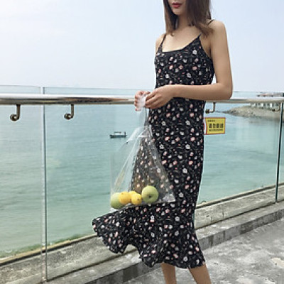 Đầm Nữ 2 Dây Họa Tiết Bông Hoa