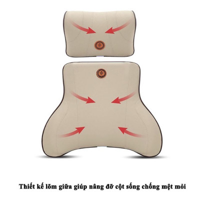 Gối tựa lưng ô tô cao su non đúc nguyên khối,bọc da cao cấp cho xe ô tô