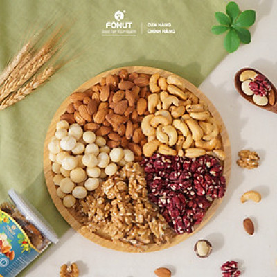 Hỗn hợp Mixed Nuts 5 loại hạt tách vỏ Fonut Hũ 250g - 500g ( hạt óc chó đỏ / Vàng, hạnh nhân,mắc ca,điều)