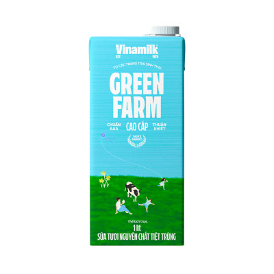 Thùng 12 Sữa tươi tiệt trùng Không đường Vinamilk Green Farm - hộp 1L
