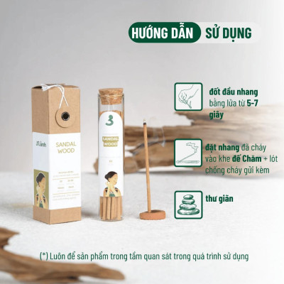 Nhang Thủ Công Đàn Hương 3 Lành Hộp 30 Que 100 % Tự Nhiên Tặng Kèm Đế Chăm Không Hóa Chất Xông Thơm