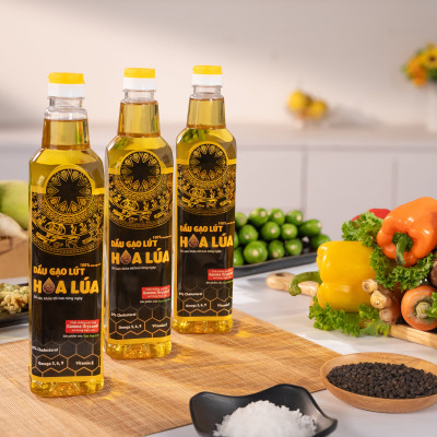 Dầu Gạo Lứt Hoa Lúa chai 1 lít - Tốt cho sức khoẻ tim mạch