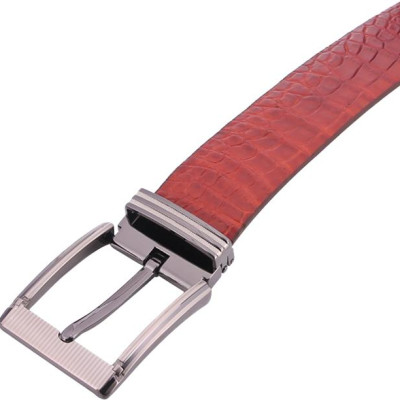 Thắt Lưng Nam Da Cá Sấu Gai Bụng Bản Lớn Đầu Kim Huy Hoàng HT4229 - Nâu Đỏ