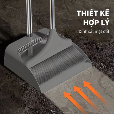 Chổi Nhựa Quét Nhà 2in1 Thông Minh Kèm Hót Rác Cán Dài Gấp Gọn Tiện Dụng