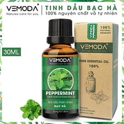Tinh dầu Bạc hà cao cấp. Peppermint Essential Oil 30ML. Tinh dầu xông phòng giúp thư giãn, kháng khuẩn, giải cảm, xua đuổi côn trùng, chăm sóc răng miệng. Tinh dầu thơm phòng cao cấp Vemoda