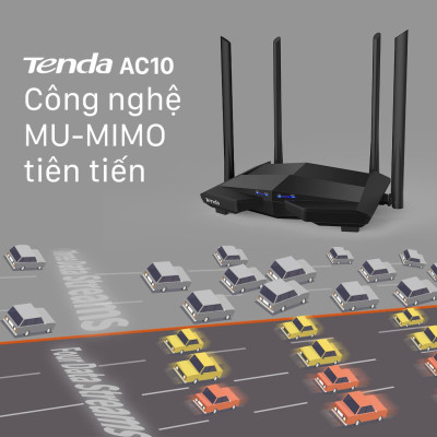 Bộ Phát Wifi Tenda AC10 Băng Tần Kép Chuẩn AC 1200Mbps - Hàng Chính Hãng