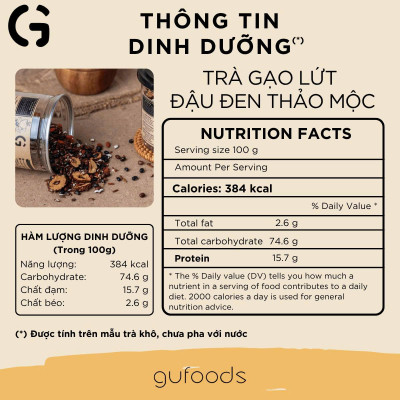 [Vị Thảo Mộc] - Trà Gạo Lứt Đậu Đen GUfoods hũ 200g/ 500g - Hỗ Trợ Giấc Ngủ, Cải Thiện Tinh Thần, Tốt Cho Sức Khoẻ